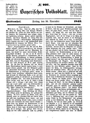 Bayerisches Volksblatt (Regensburger Morgenblatt) Freitag 30. November 1849