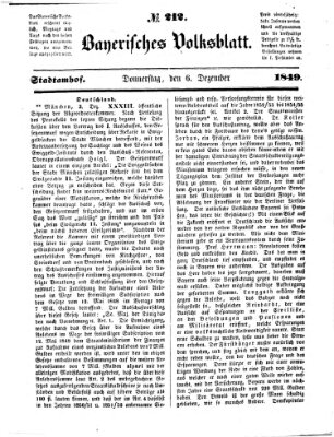 Bayerisches Volksblatt (Regensburger Morgenblatt) Donnerstag 6. Dezember 1849