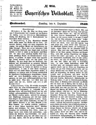 Bayerisches Volksblatt (Regensburger Morgenblatt) Samstag 8. Dezember 1849