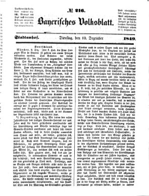 Bayerisches Volksblatt (Regensburger Morgenblatt) Montag 10. Dezember 1849