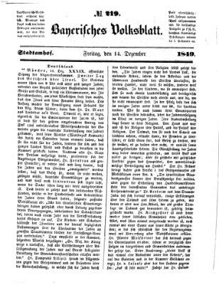 Bayerisches Volksblatt (Regensburger Morgenblatt) Freitag 14. Dezember 1849