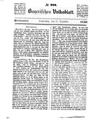 Bayerisches Volksblatt (Regensburger Morgenblatt) Donnerstag 27. Dezember 1849