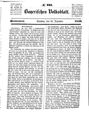 Bayerisches Volksblatt (Regensburger Morgenblatt) Samstag 29. Dezember 1849