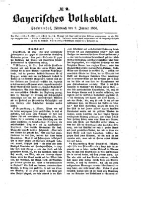 Bayerisches Volksblatt (Regensburger Morgenblatt) Mittwoch 2. Januar 1850