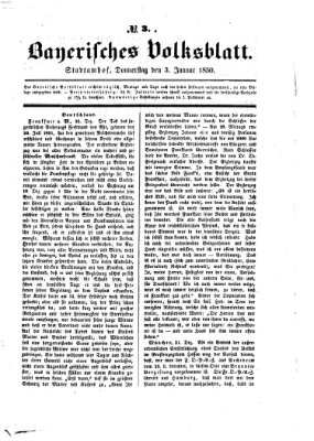 Bayerisches Volksblatt (Regensburger Morgenblatt) Donnerstag 3. Januar 1850