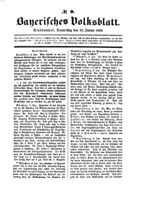 Bayerisches Volksblatt (Regensburger Morgenblatt) Donnerstag 10. Januar 1850