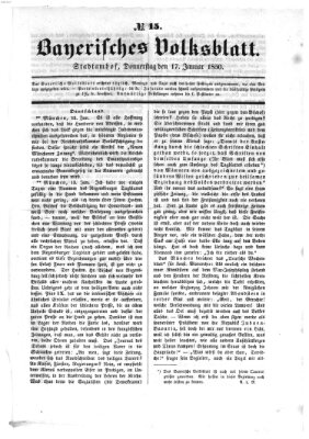 Bayerisches Volksblatt (Regensburger Morgenblatt) Donnerstag 17. Januar 1850