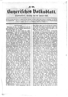 Bayerisches Volksblatt (Regensburger Morgenblatt) Sonntag 20. Januar 1850