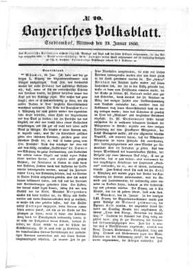 Bayerisches Volksblatt (Regensburger Morgenblatt) Mittwoch 23. Januar 1850