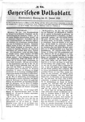 Bayerisches Volksblatt (Regensburger Morgenblatt) Sonntag 27. Januar 1850