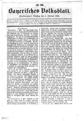 Bayerisches Volksblatt (Regensburger Morgenblatt) Dienstag 5. Februar 1850