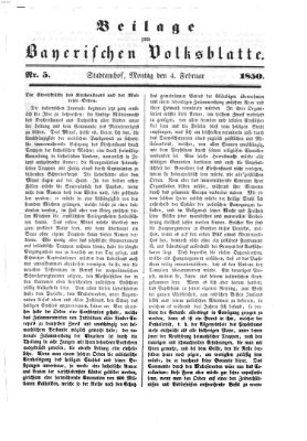 Bayerisches Volksblatt (Regensburger Morgenblatt) Montag 4. Februar 1850