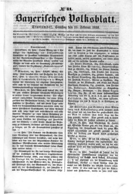 Bayerisches Volksblatt (Regensburger Morgenblatt) Samstag 16. Februar 1850