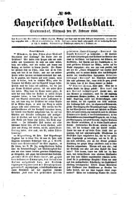 Bayerisches Volksblatt (Regensburger Morgenblatt) Mittwoch 27. Februar 1850