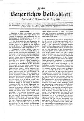 Bayerisches Volksblatt (Regensburger Morgenblatt) Mittwoch 13. März 1850