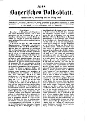 Bayerisches Volksblatt (Regensburger Morgenblatt) Mittwoch 20. März 1850