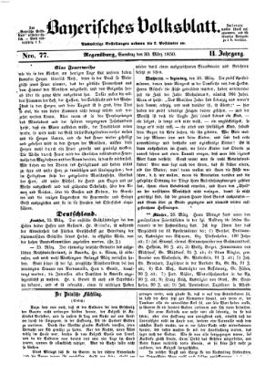 Bayerisches Volksblatt (Regensburger Morgenblatt) Samstag 30. März 1850