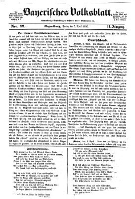 Bayerisches Volksblatt (Regensburger Morgenblatt) Freitag 5. April 1850