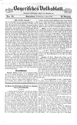 Bayerisches Volksblatt (Regensburger Morgenblatt) Sonntag 21. April 1850