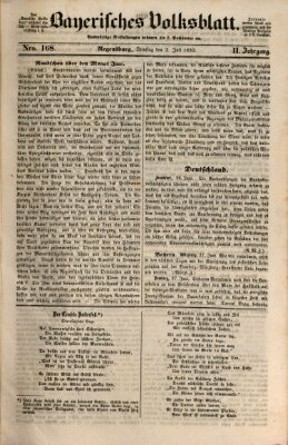 Bayerisches Volksblatt (Regensburger Morgenblatt) Dienstag 2. Juli 1850