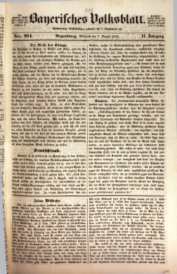 Bayerisches Volksblatt (Regensburger Morgenblatt) Mittwoch 7. August 1850