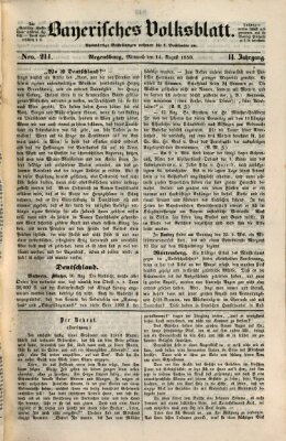 Bayerisches Volksblatt (Regensburger Morgenblatt) Mittwoch 14. August 1850