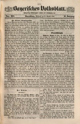 Bayerisches Volksblatt (Regensburger Morgenblatt) Mittwoch 21. August 1850