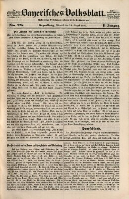 Bayerisches Volksblatt (Regensburger Morgenblatt) Mittwoch 28. August 1850