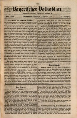 Bayerisches Volksblatt (Regensburger Morgenblatt) Montag 2. September 1850