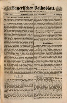 Bayerisches Volksblatt (Regensburger Morgenblatt) Dienstag 3. September 1850