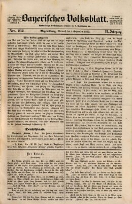 Bayerisches Volksblatt (Regensburger Morgenblatt) Mittwoch 4. September 1850