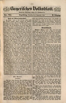 Bayerisches Volksblatt (Regensburger Morgenblatt) Donnerstag 5. September 1850