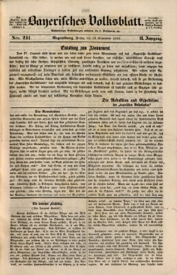 Bayerisches Volksblatt (Regensburger Morgenblatt) Freitag 13. September 1850