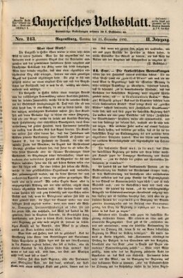 Bayerisches Volksblatt (Regensburger Morgenblatt) Sonntag 15. September 1850