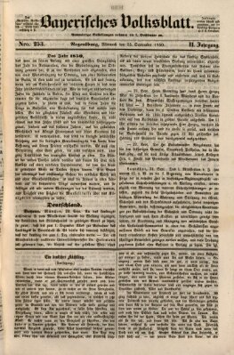 Bayerisches Volksblatt (Regensburger Morgenblatt) Mittwoch 25. September 1850