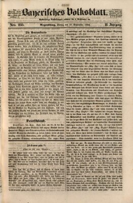 Bayerisches Volksblatt (Regensburger Morgenblatt) Freitag 27. September 1850