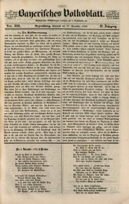 Bayerisches Volksblatt (Regensburger Morgenblatt) Mittwoch 27. November 1850