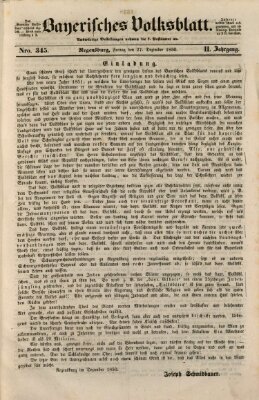 Bayerisches Volksblatt (Regensburger Morgenblatt) Freitag 27. Dezember 1850