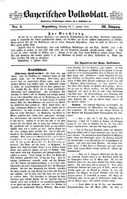 Bayerisches Volksblatt (Regensburger Morgenblatt) Sonntag 5. Januar 1851