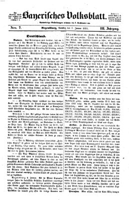 Bayerisches Volksblatt (Regensburger Morgenblatt) Dienstag 7. Januar 1851