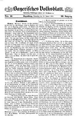 Bayerisches Volksblatt (Regensburger Morgenblatt) Donnerstag 16. Januar 1851