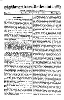 Bayerisches Volksblatt (Regensburger Morgenblatt) Montag 20. Januar 1851