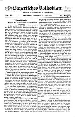 Bayerisches Volksblatt (Regensburger Morgenblatt) Donnerstag 23. Januar 1851