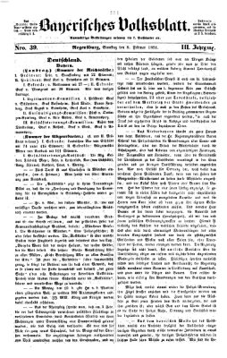 Bayerisches Volksblatt (Regensburger Morgenblatt) Samstag 8. Februar 1851