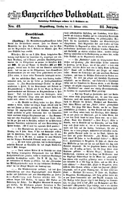 Bayerisches Volksblatt (Regensburger Morgenblatt) Dienstag 11. Februar 1851