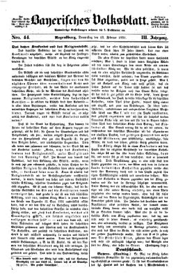 Bayerisches Volksblatt (Regensburger Morgenblatt) Donnerstag 13. Februar 1851