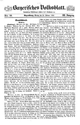 Bayerisches Volksblatt (Regensburger Morgenblatt) Montag 24. Februar 1851