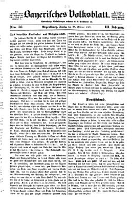 Bayerisches Volksblatt (Regensburger Morgenblatt) Dienstag 25. Februar 1851