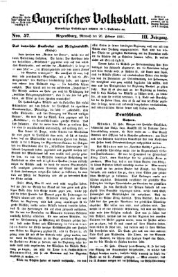 Bayerisches Volksblatt (Regensburger Morgenblatt) Mittwoch 26. Februar 1851