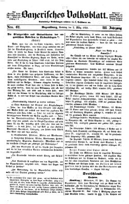 Bayerisches Volksblatt (Regensburger Morgenblatt) Sonntag 2. März 1851